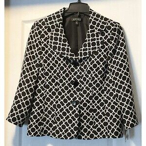 Kasper Women's 3/4 Sleeve Jacket Blazer Size 12, Black/White